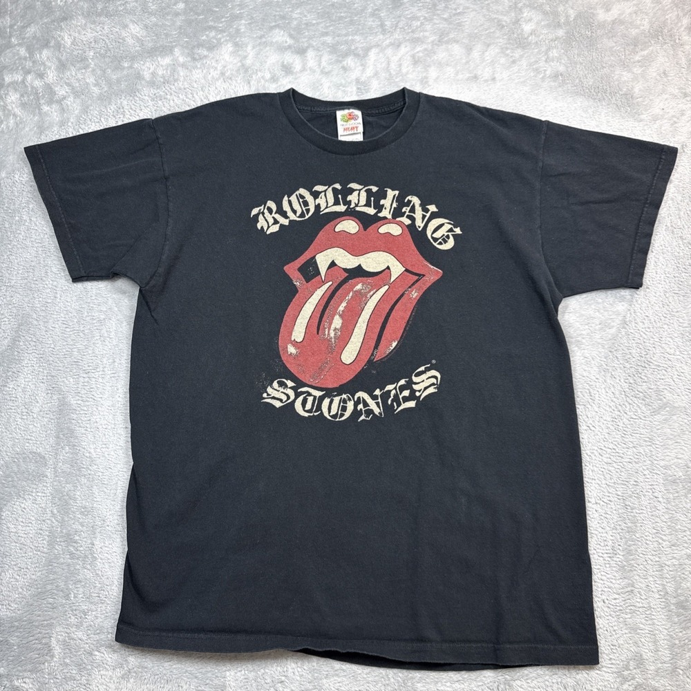 Vintage H Head Rolling Stones Vampire Band Shirt XL Black Y2K